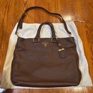 [Very good condition] Authentic Prada Should Bag _Dark Brown